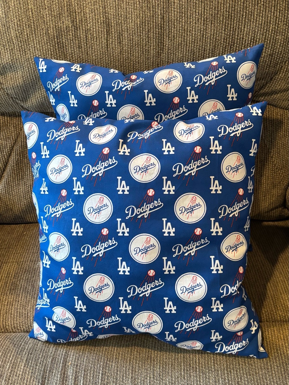 Los Angeles Dodgers Pillow Set Handmade Hard to Find 16”x16” One of a Kind